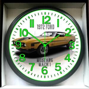 1972 Ford Mustang Mach 1.Glow In The Dark Wall Clock New!